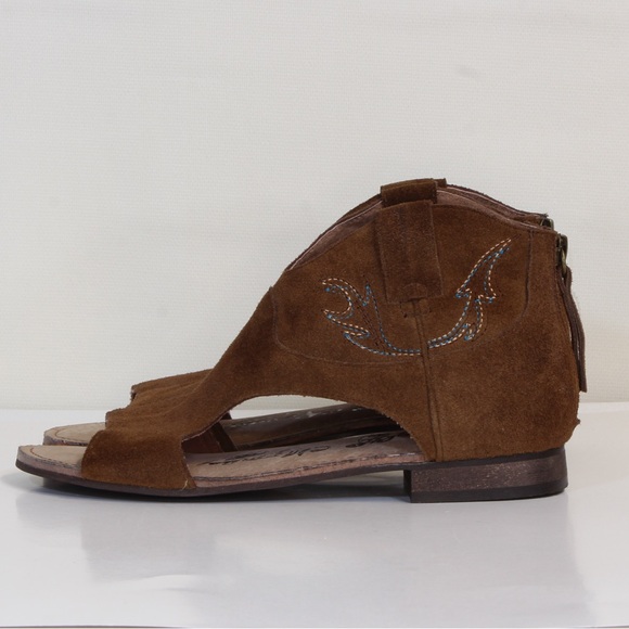 Naughty Monkey Women's Brown Suede Open Toe Ankle Shootie Sandals - Picture 7 of 9